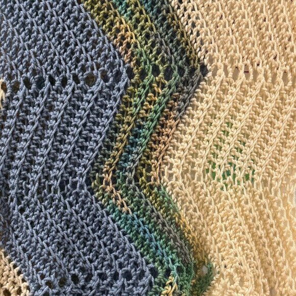 Vintage Chevron Pattern Afghan Blanket - Retro - 41"x52" - Picture 2 of 3